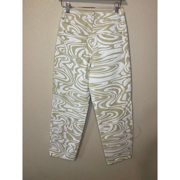 Tiger Mist Sergio Tan & White Swirl Print High Waist Boho Jeans XS - Picture 3 of 15